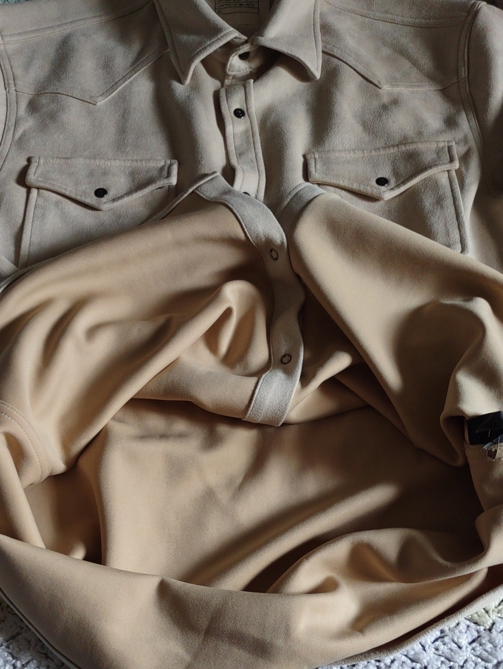 Rye 51 Size Large Faux Suede Cream Western Shirt - Picture 12 of 14